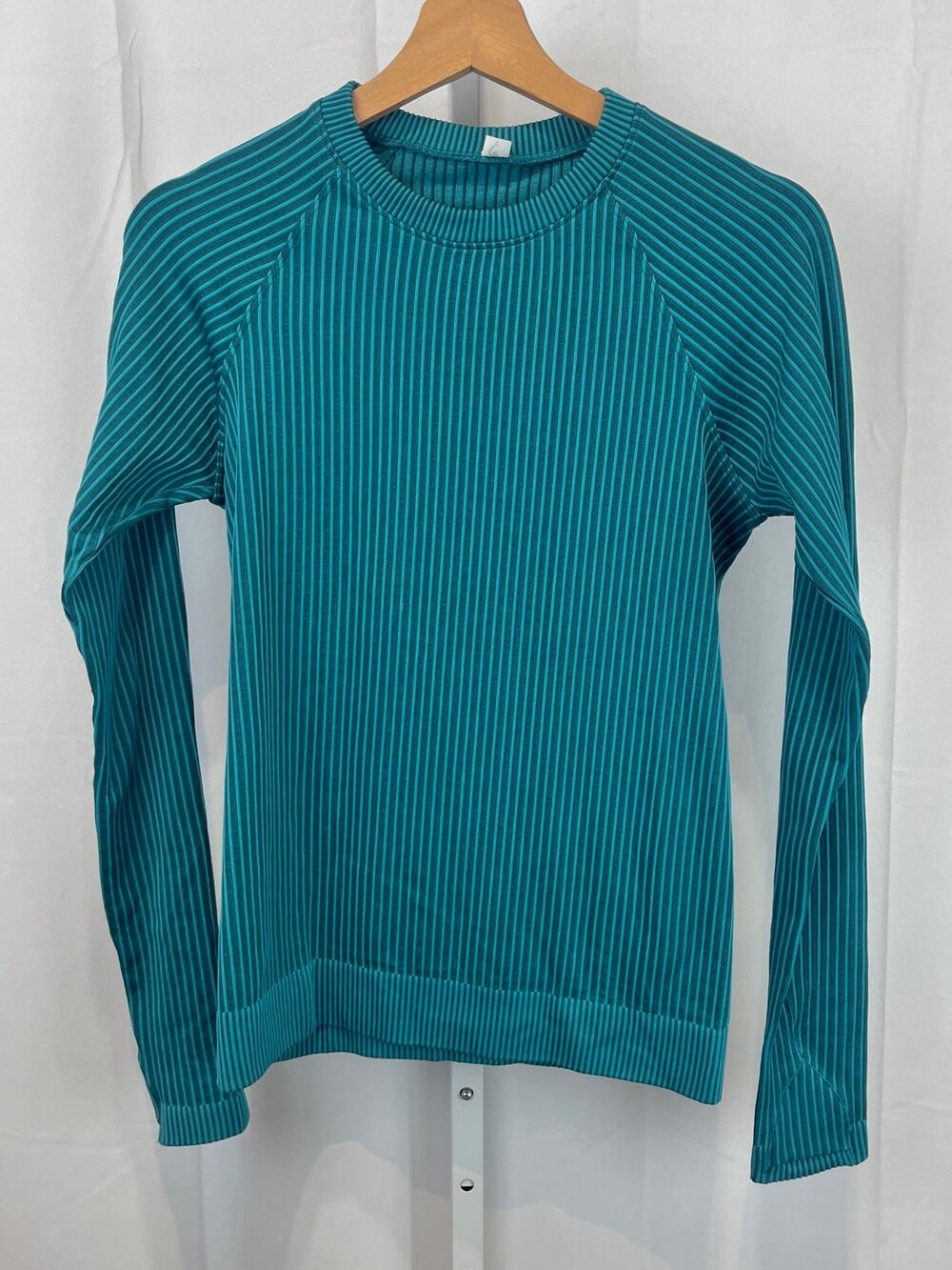 LULULEMON Rest Less Pullover Ribbed Seamless Long Sleeve Jasper Oceanic Green 6